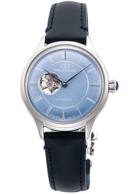 Pre-owned Orient Star Classic Semi Skeleton Rk-nd0012l Blue Automatic Women Watch Box