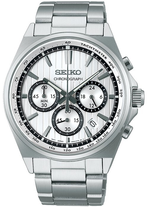 Pre-owned Seiko Selection S Series 8t Sbtr031 Men's Watch Quartz Chronograph White Dial