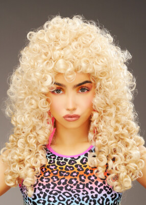 Womens 1980s Big Blonde Bubble Perm Wig 5020570420652 eBay