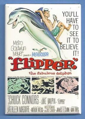 FLIPPER *2X3 FRIDGE MAGNET* MOVIE POSTER HOLLYWOOD THEATER CHUCK CONNORS