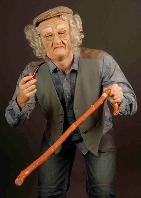 Old Man Funny Fancy Dress Prop Wooden Walking Stick Grandad OAP Cane