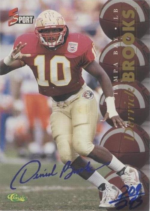 Derrick Brooks 1995 clásico 5 firmas deportivas #S50
