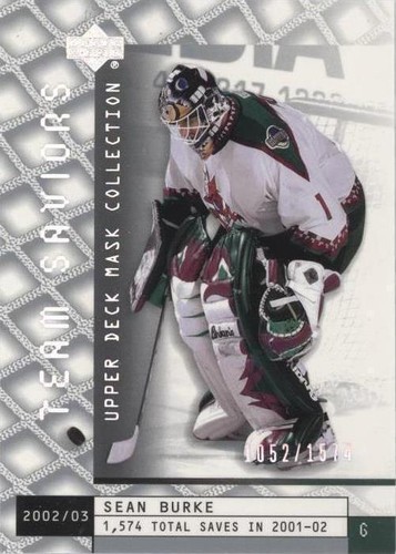 2002-03 Upper Deck Mask Collection - Sean Burke #105