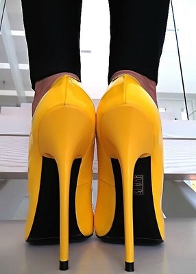 MADE IN ITALY 1969 MADE IN ITALY ALL LEATHER HIGH HEELS ZG6 ANOUK STYLE STILETTO PUMPS YELLOW