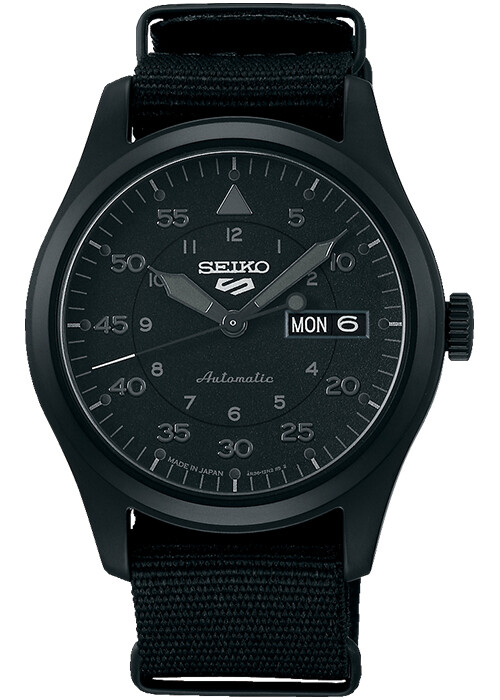 Pre-owned Seiko 5 Sports Stealth Black Sbsa167 Men's Watch Mechanical Nylon 2022 Day Date