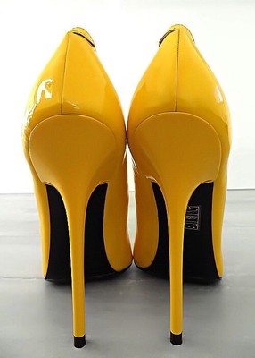 MADE IN ITALY 1969 MADE IN ITALY ALL LEATHER HIGH HEELS ZG6 ANOUK STYLE STILETTO PUMPS YELLOW