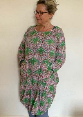 Nila Rubia hand block printed organic cotton Roshan dress - green pistil