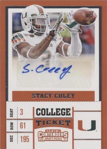 2017 Panini Contenders Draft Picks Stacy Coley #133