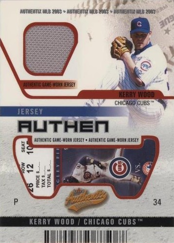 2003 Fleer Authentix - Kerry Wood #JA-KW