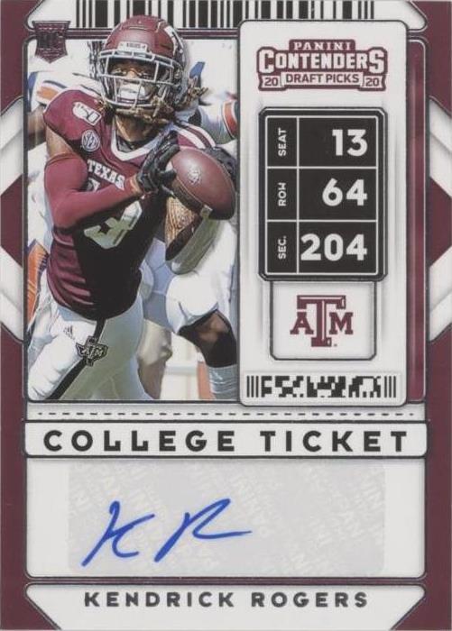 2020 Panini Contenders Draft Picks Kendrick Rogers #160