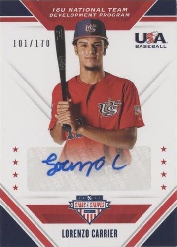 2020 Panini USA Baseball Stars & Stripes - Lorenzo Carrier #16U-LC