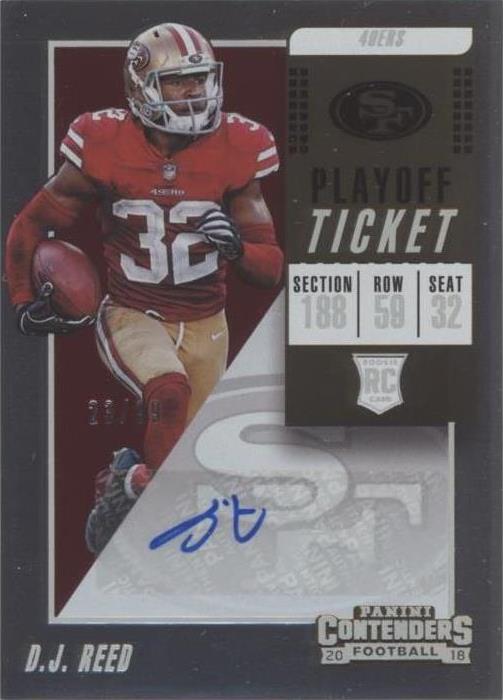 2018 Panini Contenders - Rookie Ticket Autograph Playoff Ticket #213 D.J. Reed /99 (AU, RC)