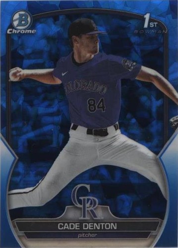 CADE DENTON 2023 Bowman Chrome Blue Refractor Rookie Auto 44/150