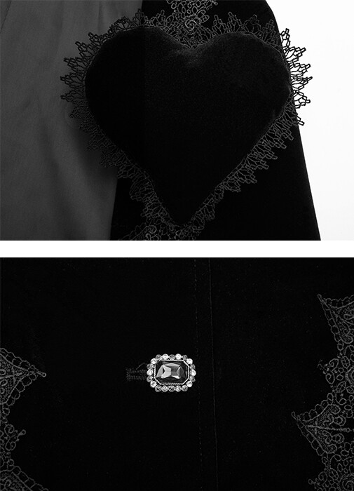 PUNK RAVE HERZKÖNIGIN SAMT MANTEL GOTHIC LOLITA BAROCK RETRO STICKEREI KORSETT PUNKRAVE