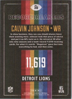 2017 Classics Record Breakers #30 Calvin Johnson