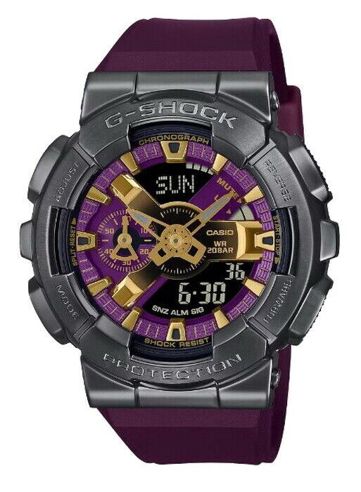 Pre-owned Casio G-shock Gm110cl-6a Analog Digital Gray Bezel Purple Band Watch