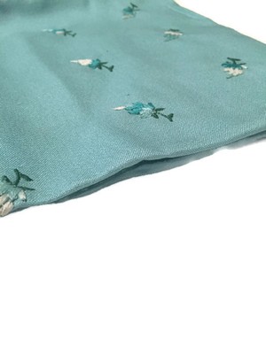 Vintage Mint Green Embroidered Floral Fabric 45