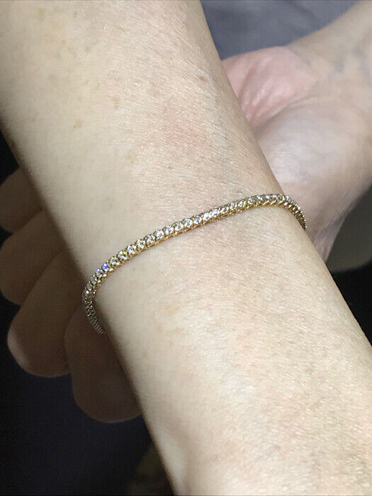 Pre-owned Morris 1.00 Carat Natural Diamond Tennis Bracelet Si 14k Yellow Gold 7'' 92 Stones