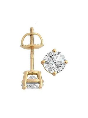 Pre-owned Your Own Diamond Prong Basket Set Round Diamond 3/4ct Solitaire Studs Earrings 14k Yellow Gold In White
