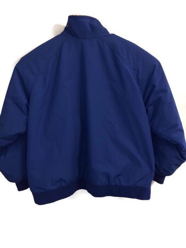 Lands End Youth Large 14-16 Full Zip Fleece Lined Jacket Nylon Shell Blue EUC