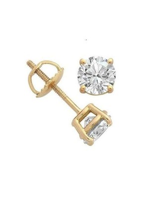 Pre-owned Your Own Diamond Prong Basket Set Round Diamond 3/4ct Solitaire Studs Earrings 14k Yellow Gold In White