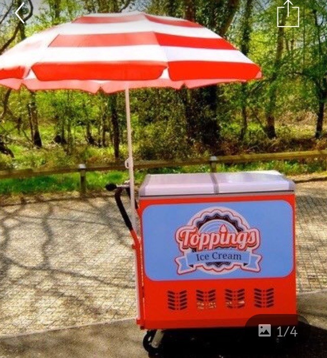 ICE CREAM CART TROLLEY FREEZER WITH PARASOL in Padstow, Cornwall