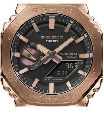 Pre-owned Casio G-shock Gmb2100gd-5a Bluetooth Solar Powered Full Metal Rose Gold Watch