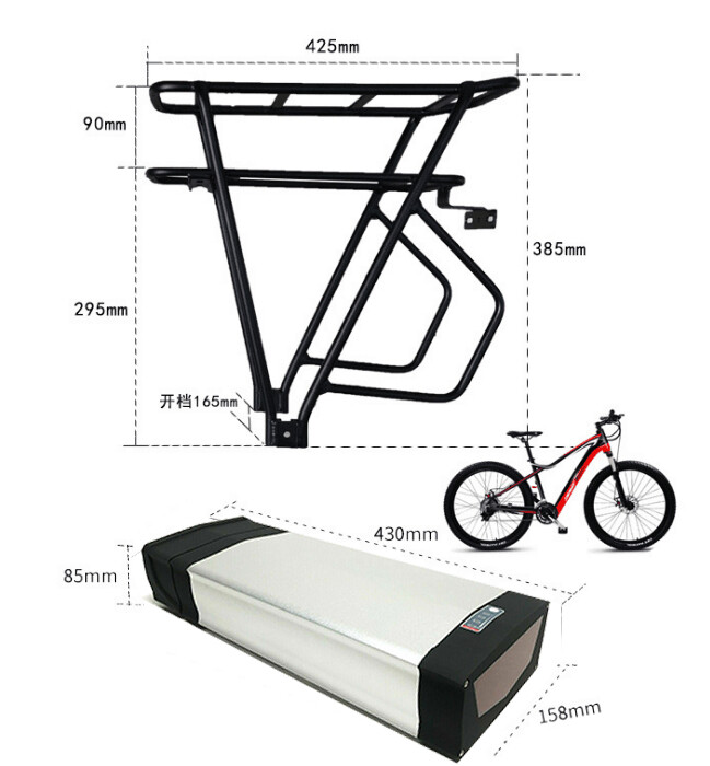 A+48V 20Ah Rear Rack Ebike Battery for 1500W Motor Electric Bike Lithium Battery