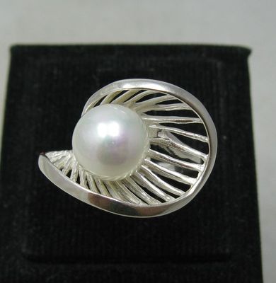 Genuine Fancy Stylish Sterling Silver Ring Solid 925 Pearl Handmade Empress