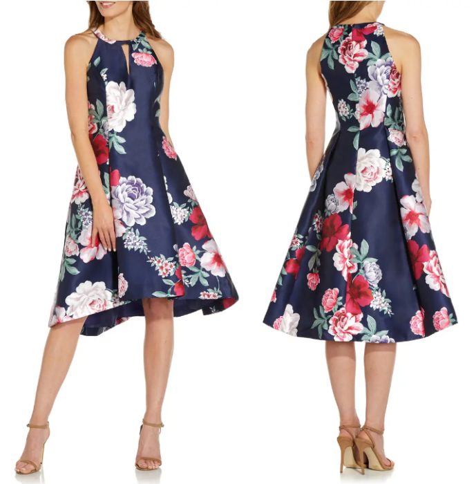 【海外限定】AdriannaPapell ドレス☆High Low Print Mikado Whi $_57.PNG?set_id=880000500F