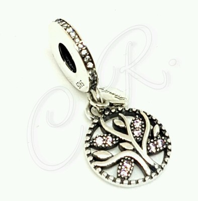 Damen Charm ''Familien Stammbaum'' 925er Silber, kleine Zirkonia und Purpur-Saphir