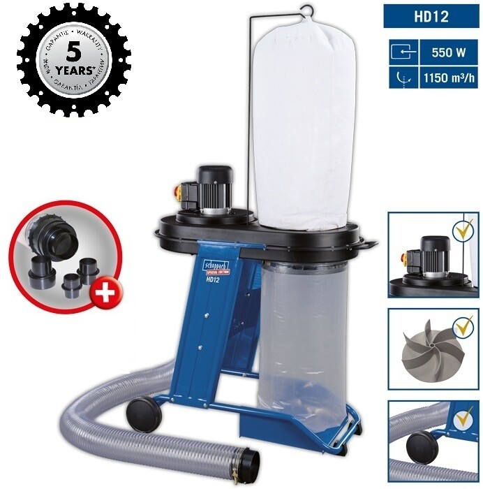 Scheppach Absauganlage Späneabsauganlage HD12 1150m³/h 75L 4-Adapter 5J Garantie
