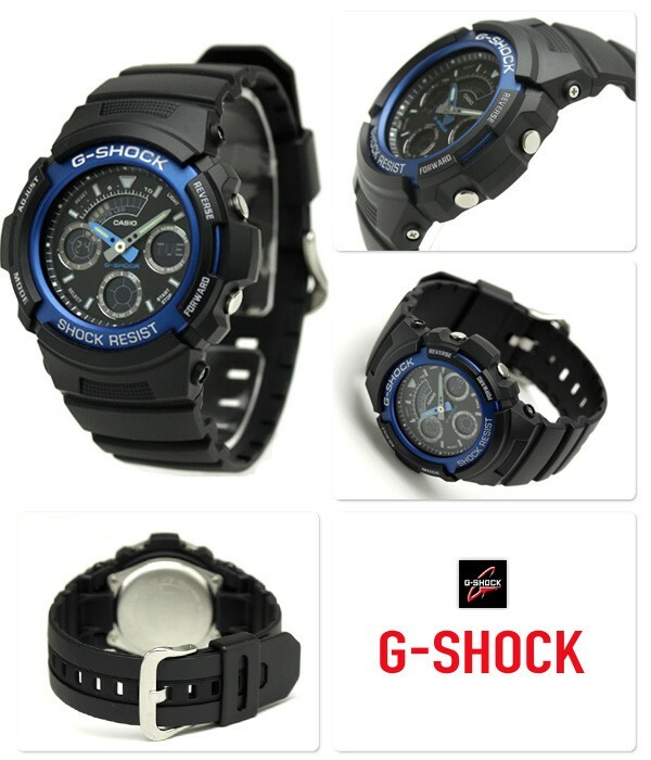 Casio G-Shock Mens Watch AW591-2A AW-591-2ADR Digital-Analogue Black/Blue 4971850880981 | eBay