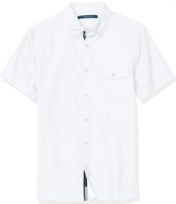 Perry Ellis Men's Slim Fit Solid Twill Shirt, Bright White, 2XL
