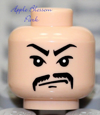 オーダー用 LEGO Light FLESH MINIFIG HEAD Black Mustache - Indiana Jones Asian