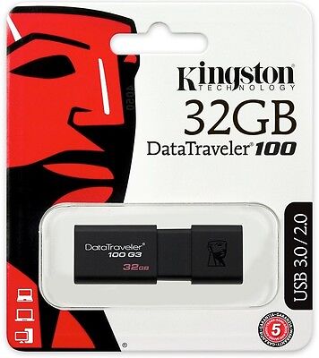 Kingston 32GB USB DataTraveler 100 G3 32G USB 3.0 Flash Pen Drive DT100G3/32GB