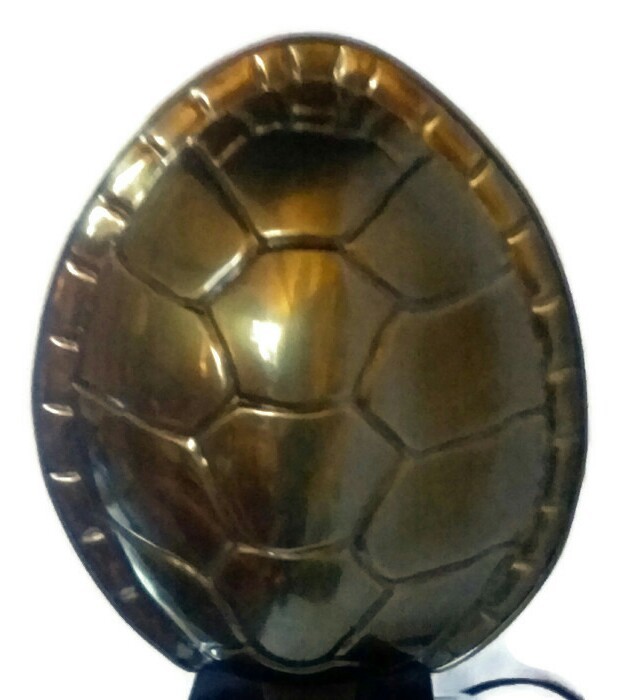 Vintage Brass Lamp TV Table Chapman '70s  Mid Century Mod TortoiseTurtle Shell