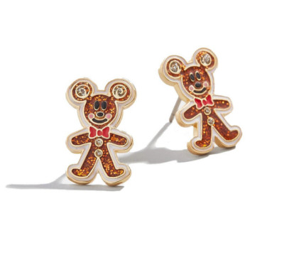 BaubleBar Disney CHRISTMAS Holiday MICKEY Mouse GINGERBREAD MAN Stud Earrings