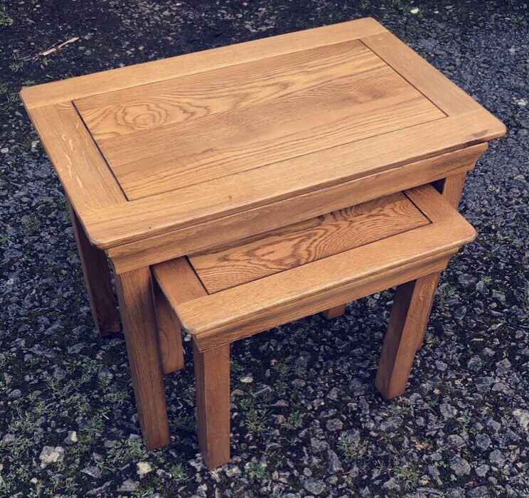 Solid Oak Original Rustic Nest Of 2 Tables In Yate Bristol