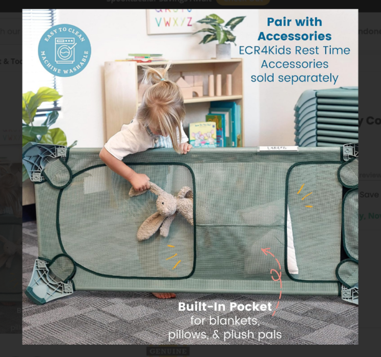 ECR4Kids Stackable Kiddie Cot Standard Size Classroom Furniture