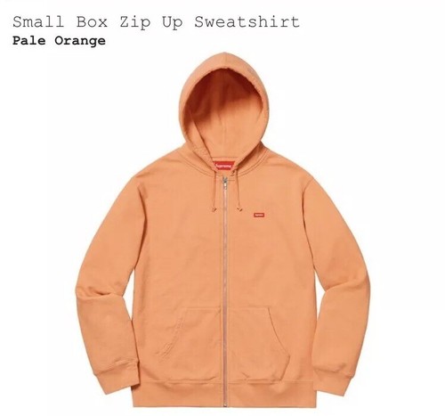 Supreme Small Box Logo Full Zip Up Pale Orange Sweatshirt Size