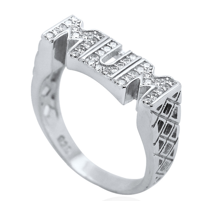 Sterling Silver Cz Mum Ring Mother Mummy Cubic Zirconia Large