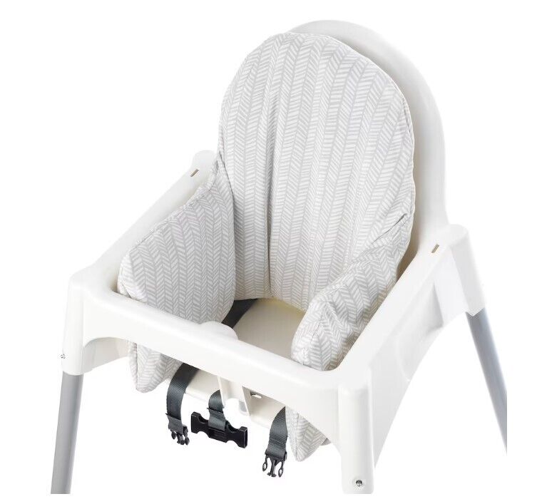 Baby High Chair Cover with Yellow Zipper Gray White Color Feeding Ikea Antilop