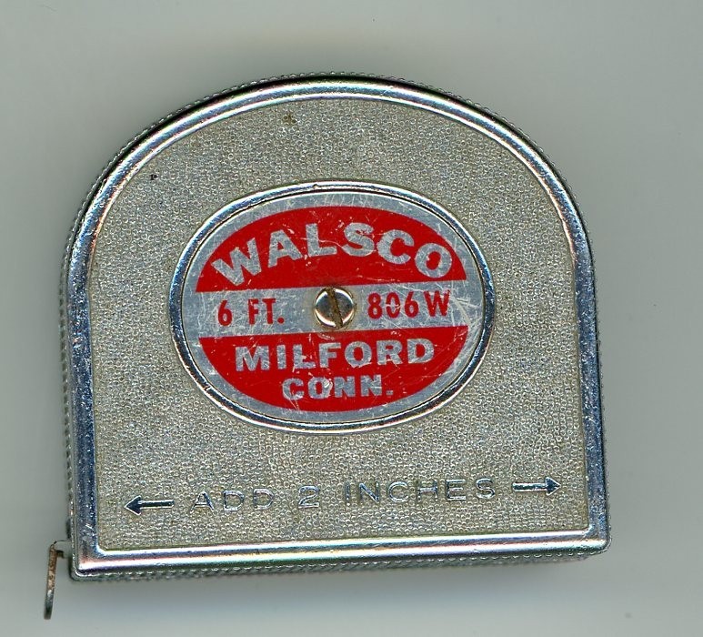Walsco Tape Measure Milford Connecticut CT  6 Ft Metal Vintage