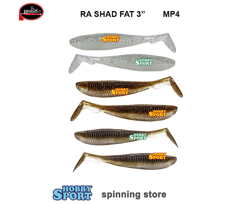 MOLIX RA SHAD FAT 3'' COLOR  MP4 MIXED PACK SPINNING SPIGOLA BLACK BASS