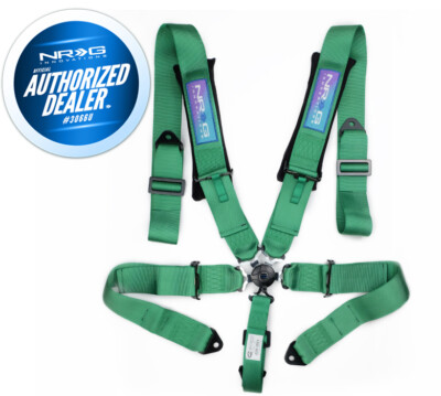 NEW NRG 5 POINT SFI APPROVED CAM LOCK SEAT BELT HARNESS IN GREEN SBH-B6PCGN