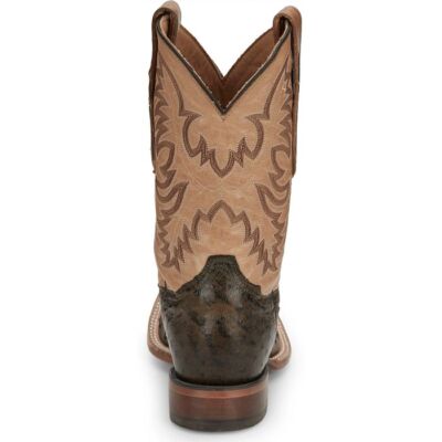 Pre-owned Tony Lama Men's Cmu019 Vale 11" Brown Full Quill Ostrich Square Toe Cowboy Boots In Umber (brown)