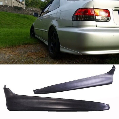 Rear Pu Bumper Lip Spoiler Splitter Valance Spats 2pcs For 99-00 Civic 2/4 Door
