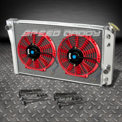 3-РЯДНЫЙ АЛЮМИНИЕВЫЙ ГОНОЧНЫЙ РАДИАТОР + 2 ВЕНТИЛЯТОРА X 10RED ДЛЯ 82-02 CHEVY/CHEVROLET S10/S-10