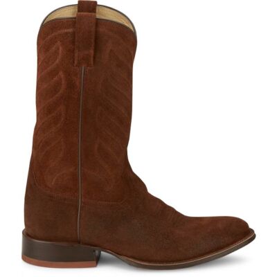 Pre-owned Tony Lama Men's Dr3040 Amado 12" Suede Cognac Round Toe Western Boot In Cognac (brown)